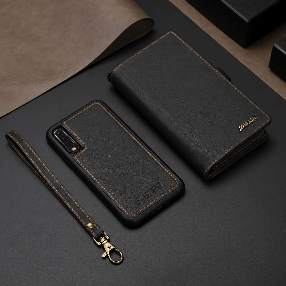 Магнитный кожаный чехол бумажник премиум класса для IPhone 11 Pro Max X Xr Xs съемный с