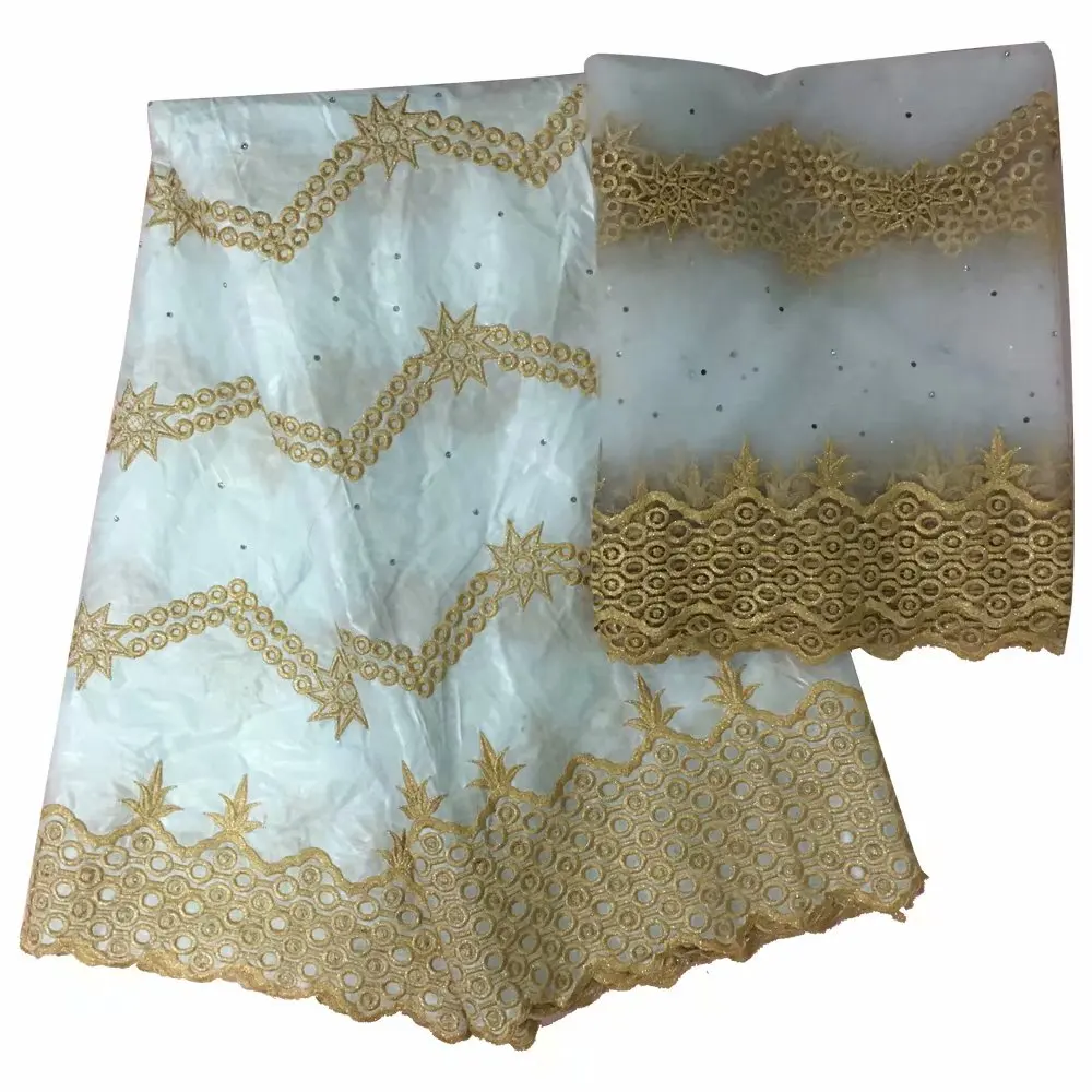 Новейшие Роскошные бусины в африканском стиле базин Кружевная Ткань 5 ярдов