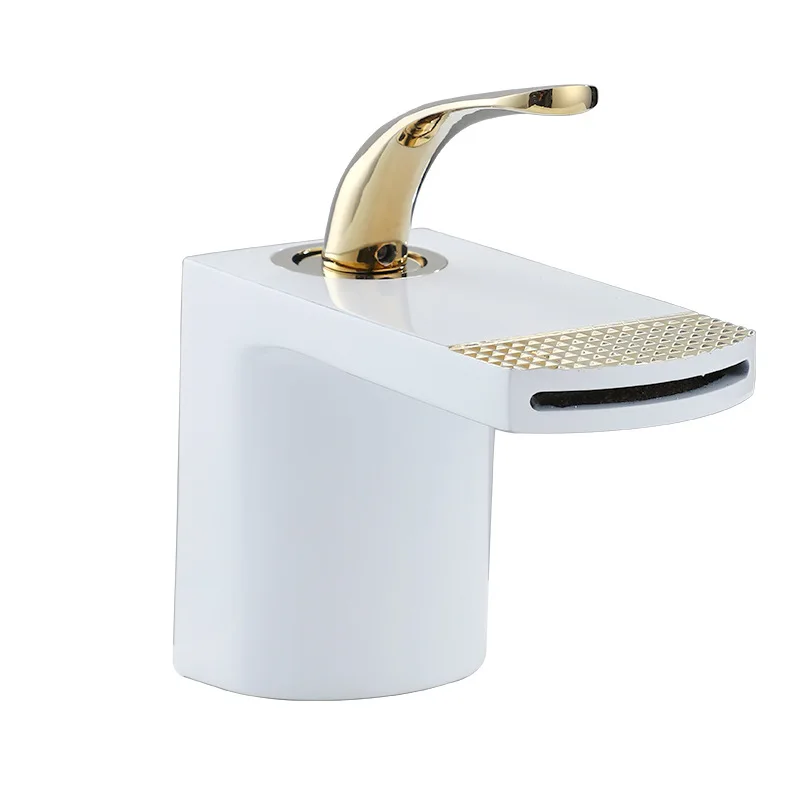 

luxury waterfall basin faucet Rose Gold Black household bathroom under the table basin hot and cold faucet creative white