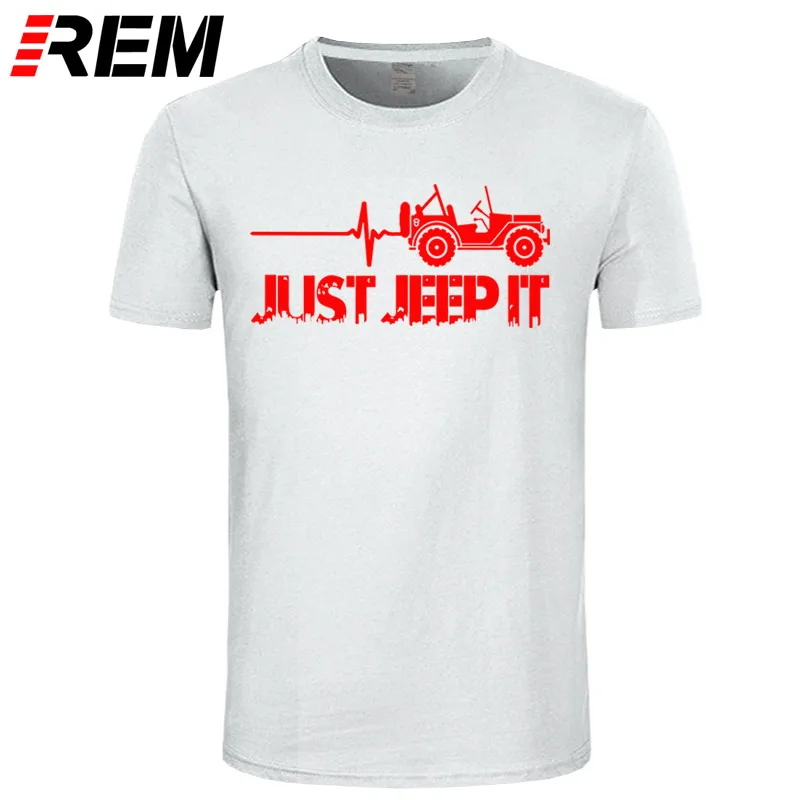 white red Футболка с принтом «Just Jeeps It Heartbeat», новая модная летняя футболка с круглым вырезом и надписью «Sunlight» - Цвет: white red
