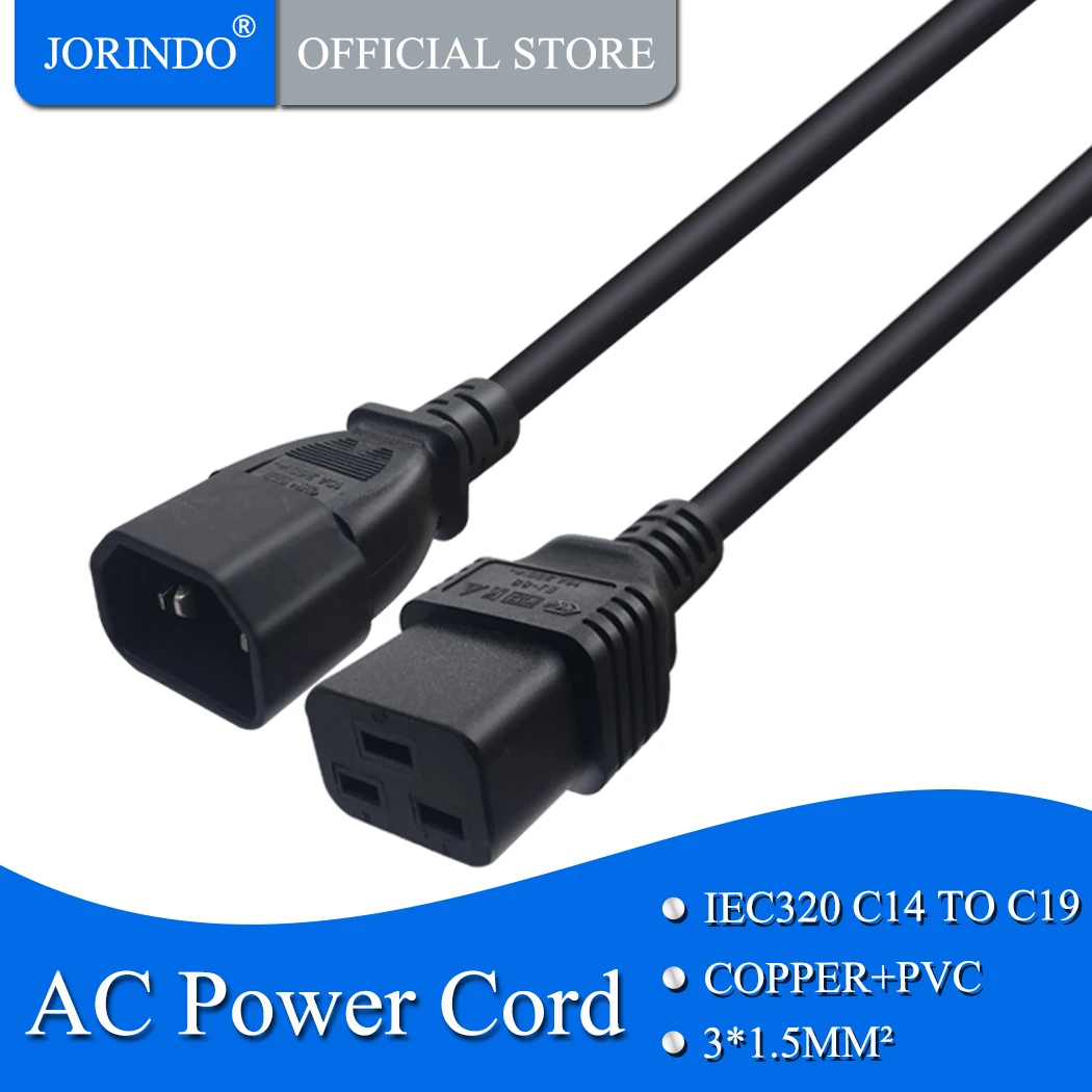 

JORINDO 1.8M/5.9FT IEC320 C14 to C19 AC power cord,C19 16A socket to C14 10A pulg Power Extension Cable