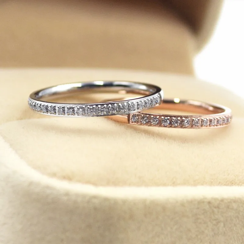 Кольцо женское полукруглое из нержавеющей стали с кристаллами и фианитом|crystal rings