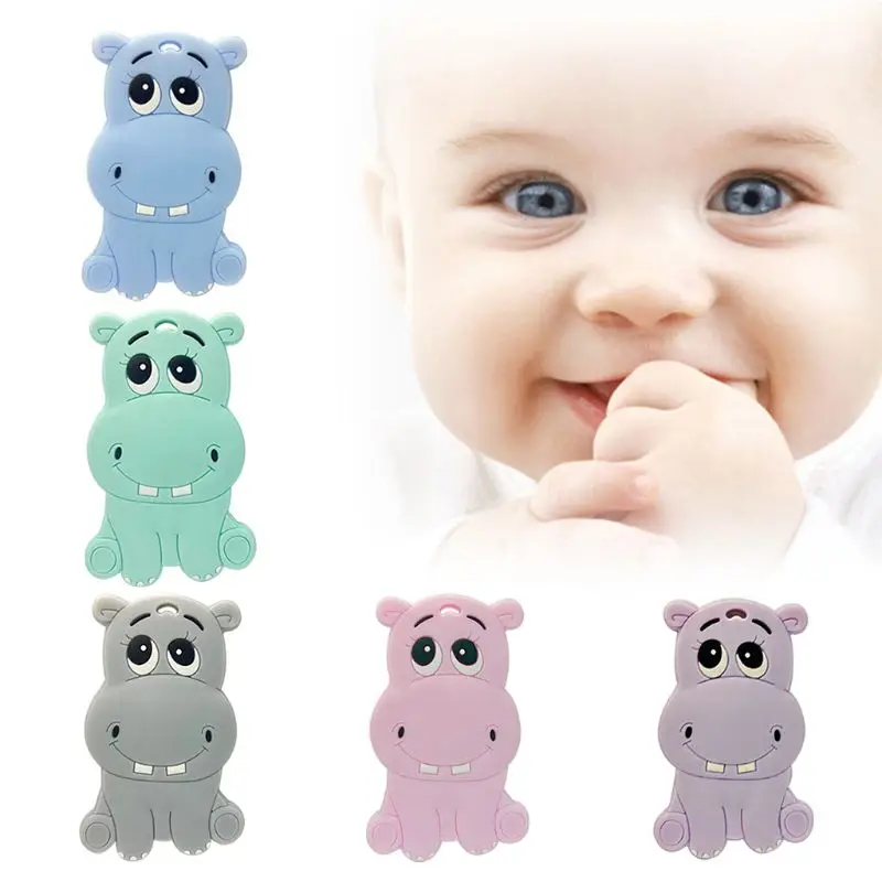 

Baby Cute Cartoon light and practical Hippo Teether Silicone Molar Stick Infant Chewing Teething Toy
