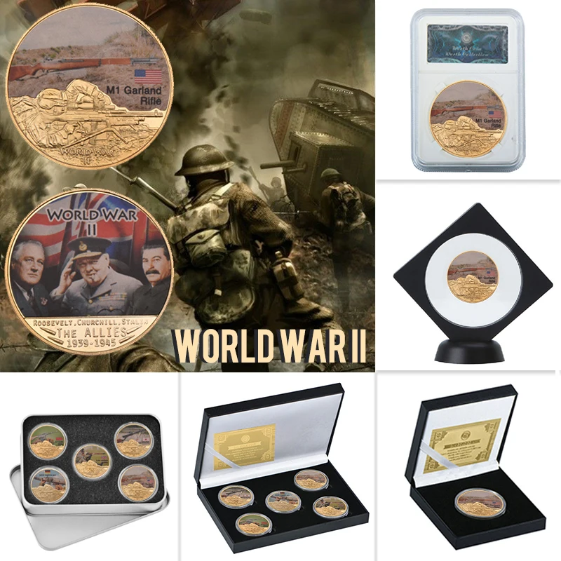 WR Позолоченные Оригинальные монеты Второй мировой войны набор с держателем