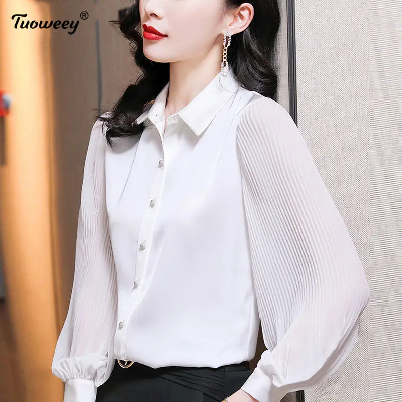 

Summer Ladies Female Women long Sleeve Fashion Floral office black shirt Loose Buttons Tops chiffon Casual Blusas Pullover