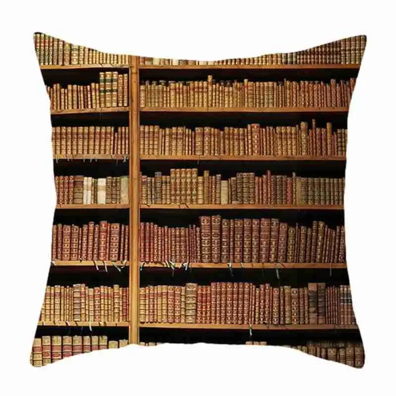 

Retro Books Library Pattern Car Waist Cushion Cover Pillowcases 45x45cm Cushion Decorative Decor Bedroom Sofa Bed 45x45cm C T3L9