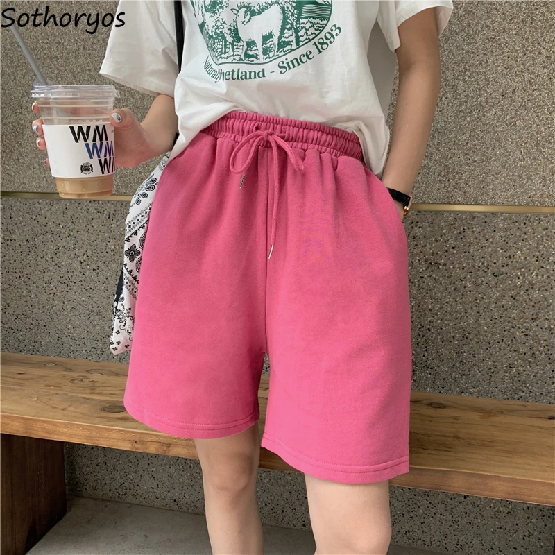 Женские прямые шорты для сна бега повседневные летние в стиле ампир Корейском