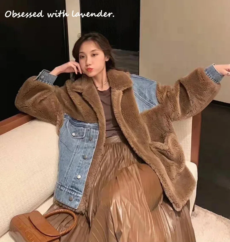 Новейшая хлопковая стеганая одежда коричневый хаки джинсовая строчка зимняя