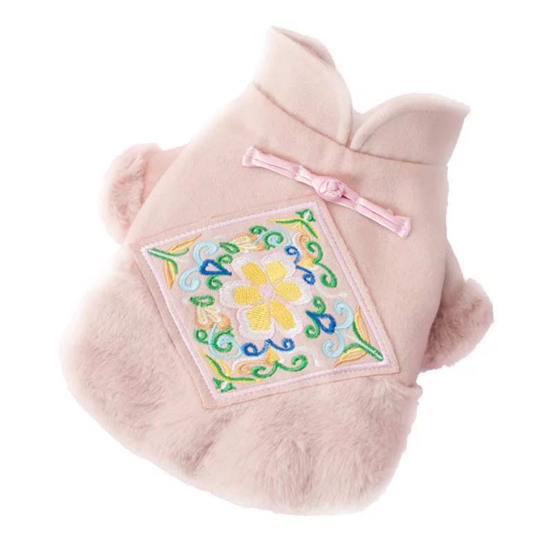 

Puppy Dog Tang Suit Warm Clothes Teddy Autumn and Winter Clothes Pet Padded Small Dogs Princess Skirt Embroidery Design Fashion