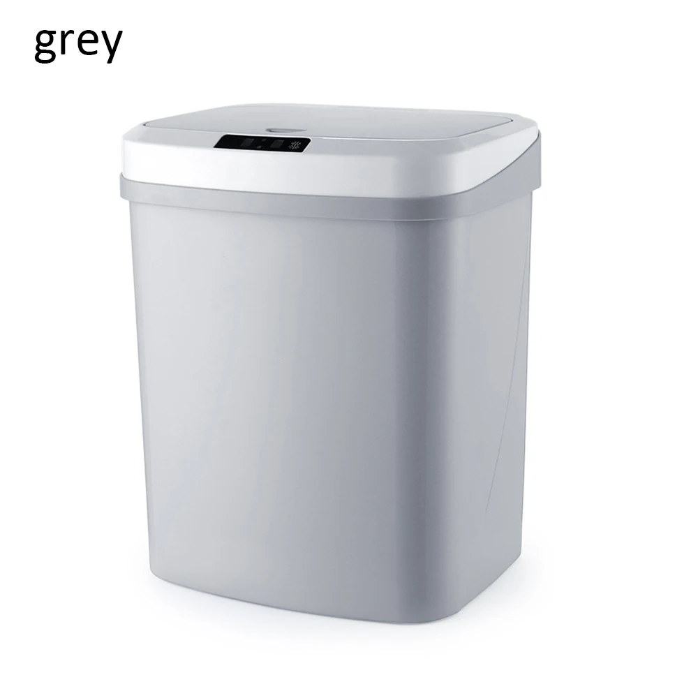 Светло-серый Intelligent Induction Motion Sensor Waste Bins Wide Opening Eco-Friendly Waste Garbage Bin Automatic Touchless Kitchen Trash Can - Цвет: Светло-серый