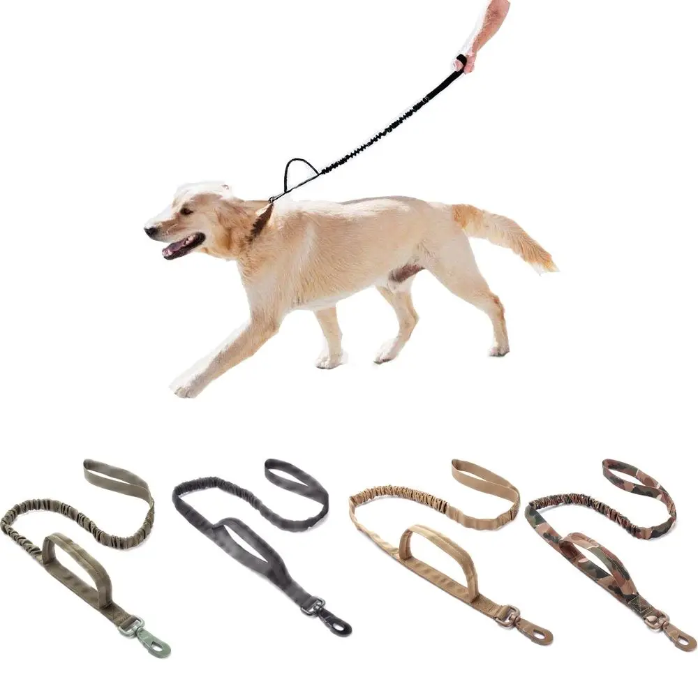Tactical Bungee Dog Leash Elastic Leads Rope with 2 Padded Control Handle Training Pet Leash for Large  Medium and Small Dogs