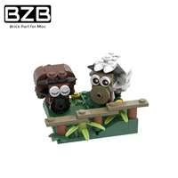 bzb moc animal desktop decoration mini sheep building block model cute farm animal diy parts kids christmas birthday gift toys