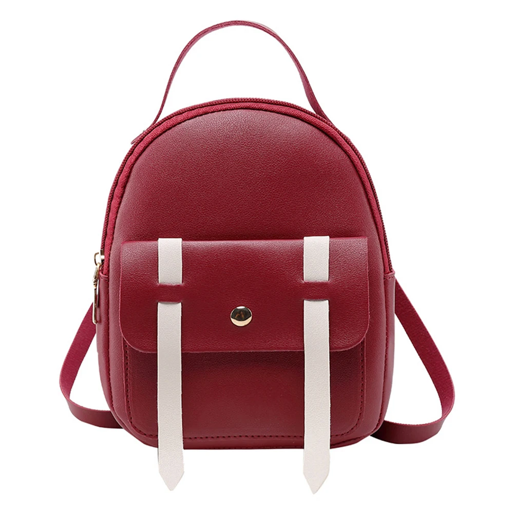 

Women Flip Cover Pocket Zipper Mini Backpack Travel School Bag Pouch Handbag