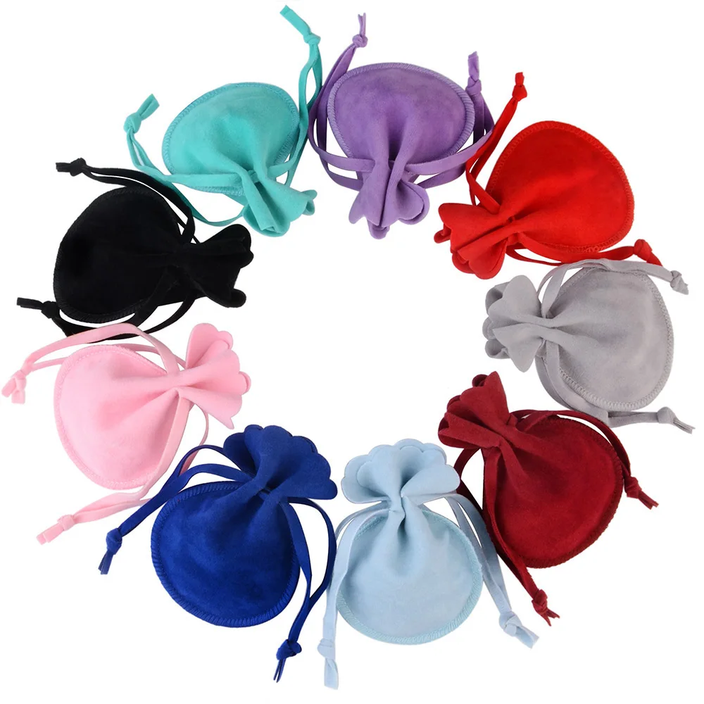 10pcs/Lot Round Velvet Bag 7x9 9x12cm Jewelry Organizer Dustproof Flannel Drawstring Gift Wedding Packing Bag Pouch Accessories