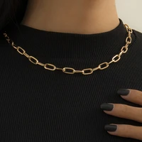 hip hop golden necklace women collar simple retro cuban chunky thick clavicle necklaces fashion glamour girl jewelry