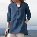 Модные рубашки на пуговицах женская блузка 2021 осень повседневные блузы с рукавом 34 женские пуловеры с V-образным вырезом Топы Рубашки Женская Туника 5XL