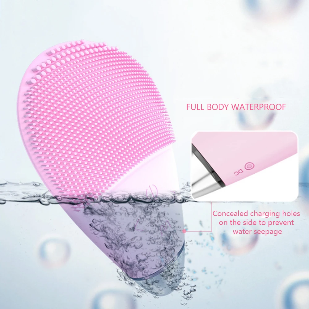 New USB Facial cleansing brush with vibration Mini silicone cleanser deep pore cleaning waterproof electric massage | Красота и