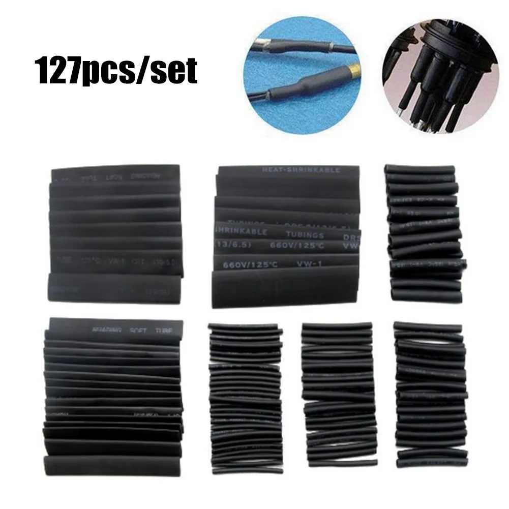 

127pcs Heat Shrink Tubing Tube Sleeve Kit Car Electrical Assorted Cable Wire Wrap Electrical Universal Heat Shrinkable Tube