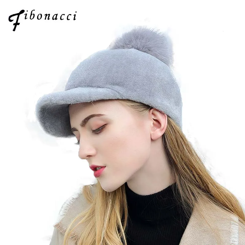 Fibonacci Новые шапки для женщин шерстяная меховая бейсболка брендовая качественная