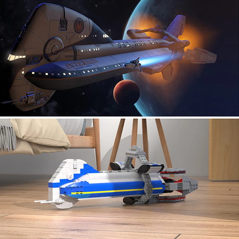 

MOC Space Wars Spaceship Battlestar Galactica Colonial One Airship Building Blocks Warship Military Bricks Toys for Children