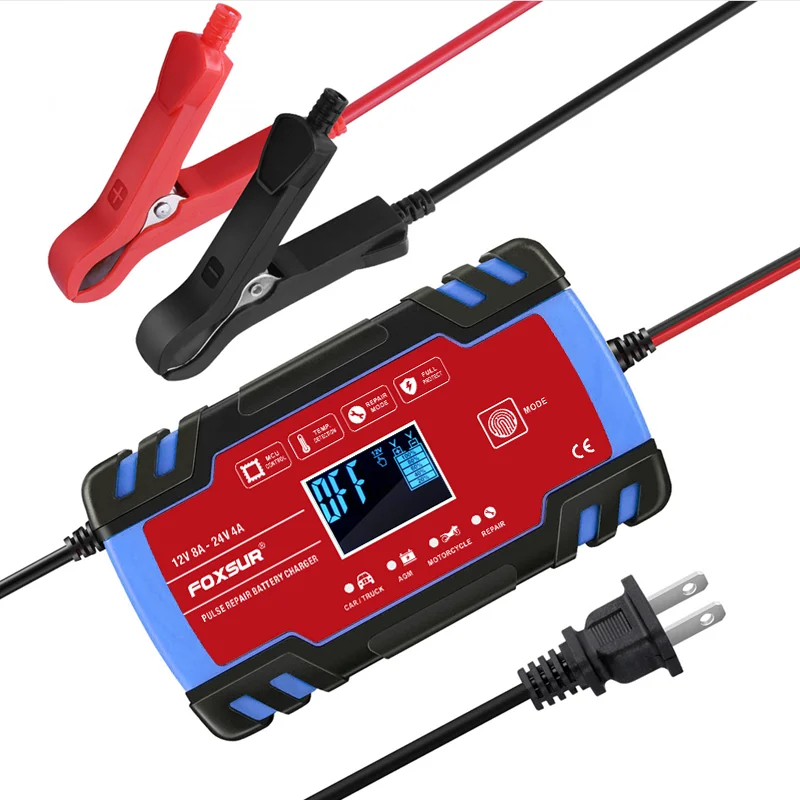 Зарядное устройство FOXSUR для автомобильных и мотоциклетных аккумуляторов 12 В 8 А 24