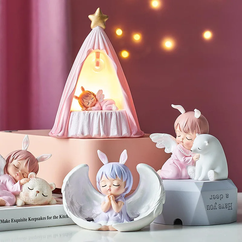 

Angel Annie Figurines Kids Gift Miniatures Resin Ornaments Fairy Girl Elf Statue Home Decor Room Decoration Birthday Gifts