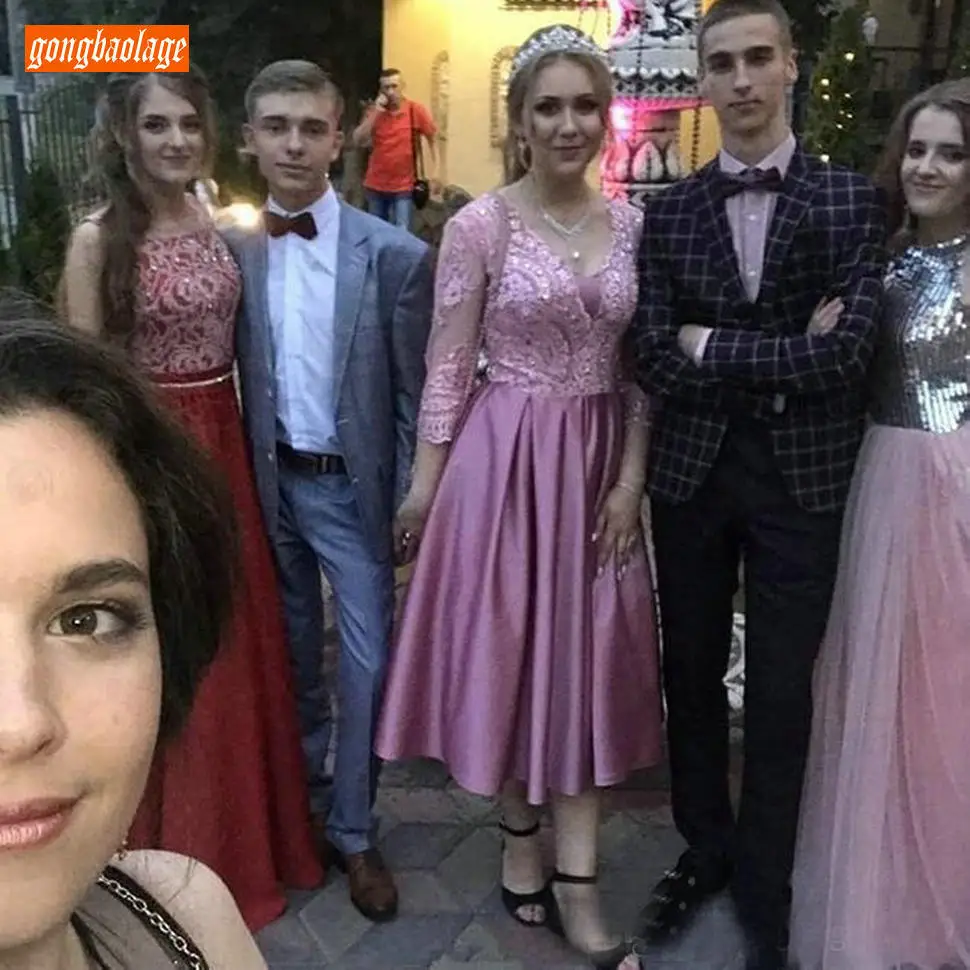 Ярко розовое платье в стиле бохо для выпускного вечера кружевное