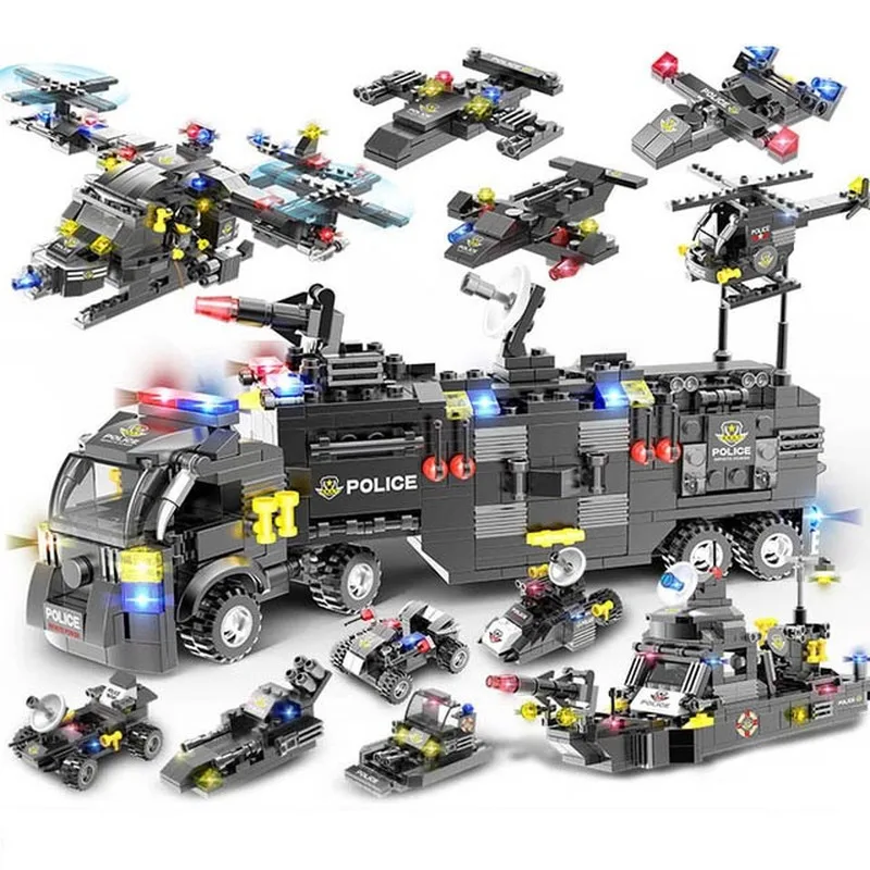 

SWAT Command Car SEAL Black Hawk Model Set Figures Building Block Boy Toys For Children Gifts