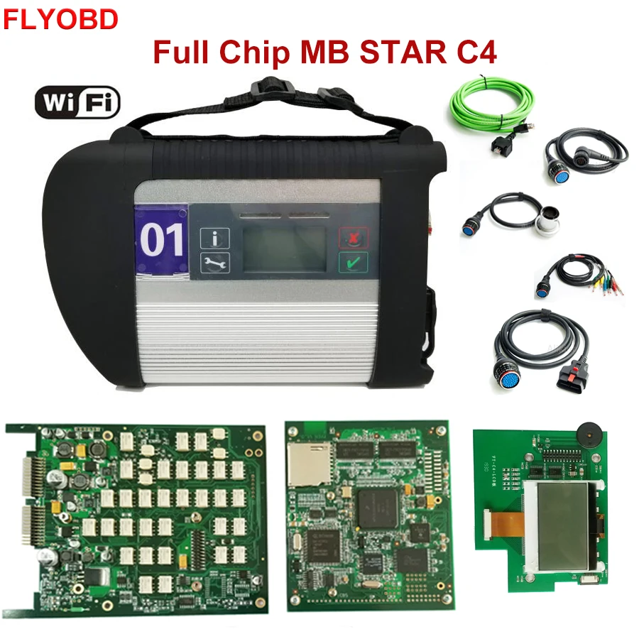 Новинка-09 в A++ качественный полный чип MB STAR C4 диагностический инструмент wifi Диагностика MB SD Подключение компактный C4 диагностический сканер 12 В/24 В