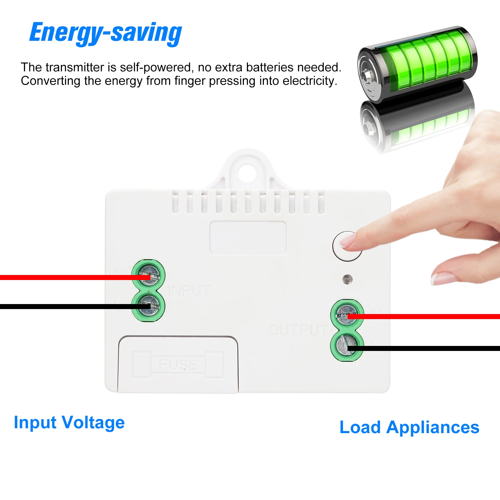 433HMz RF Wireless Remote Control Switch Module and Self-powered Push Button Wall Light Controller 1527 | Электроника
