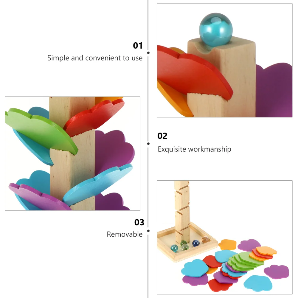 

1 Set Sliding Tower Wooden Run Rolling Toys Drop Toys