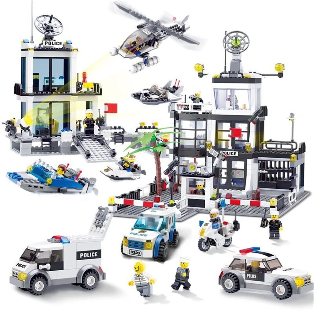 Kazi городской полицейский штаб участок Модульные строительные блоки playmobil