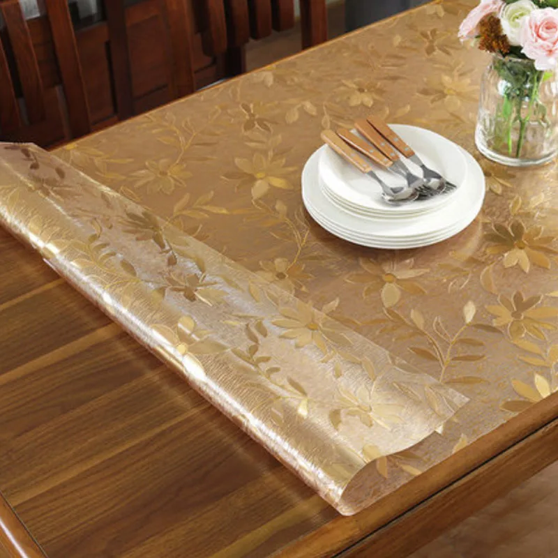 Водонепроницаемая скатерть с золотым узором прямоугольное защитное покрытие на