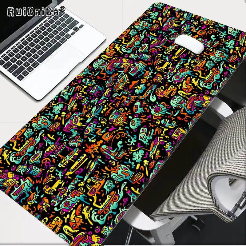 

RuiCaiCa New Designs Psychedelic Trippy Art Natural Rubber Gaming mousepad Desk Mat Rubber PC Computer Gaming mousepad