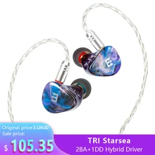 TRI Starsea 2BA + 1DD Гибридный Драйвер блок HIFI наушники вкладыши