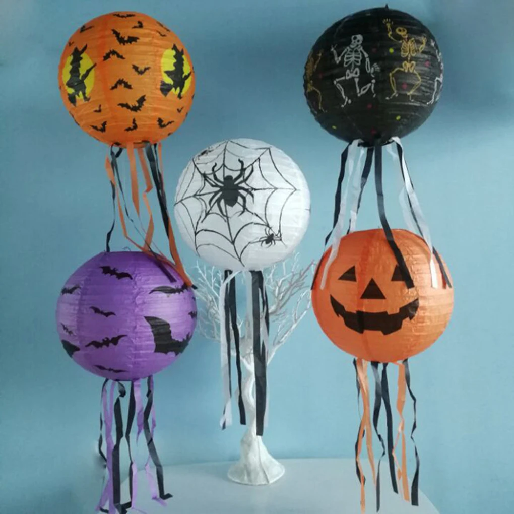 

3D складной бумажный фонарь в виде тыквы, украшения на Хэллоуин, привидение, фестиваль, атмосфера, летучая мышь, паук, бумажный фонарь, декора...