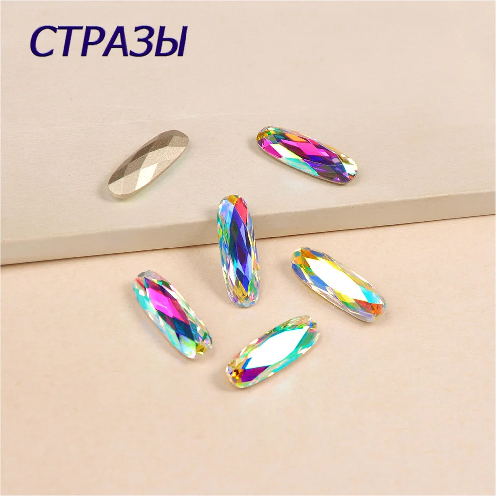 4161 удлиненные багет формы кристалл AB стеклянный модный камень пришить Кристалл