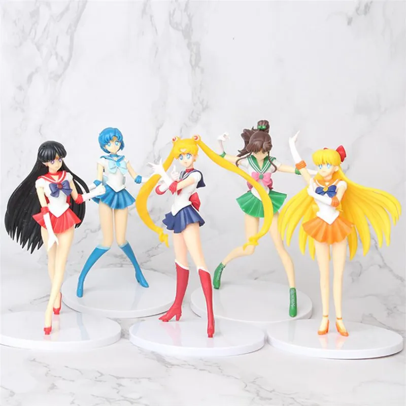 

Japanese Anime Cartoon Sailor Moon Action Figure 18cm Mercury Mars Jupiter Venus GK Figurines Collect Modle for Kids Doll Toys