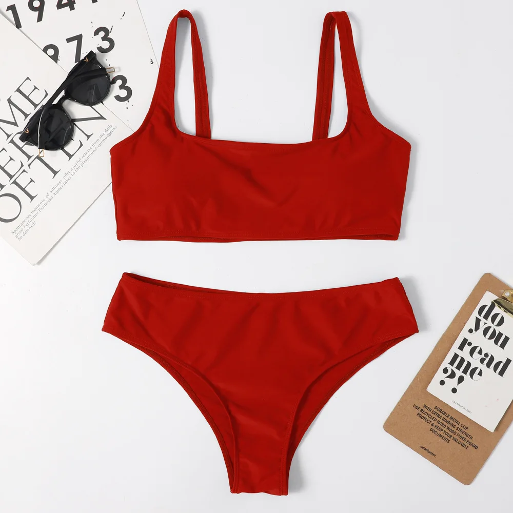 

New style ladies swimwear Europe and America 2021 solid color sexy swimsuit women bikini set 2 piece sets womens