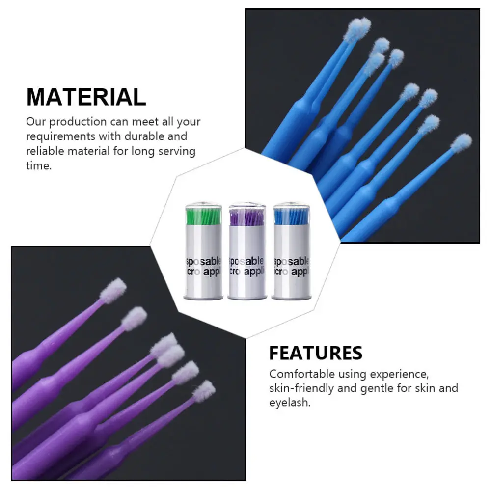 

3 Jars Eyelash Grafting Rods Tattooing Cotton Swabs Cleaning Tools
