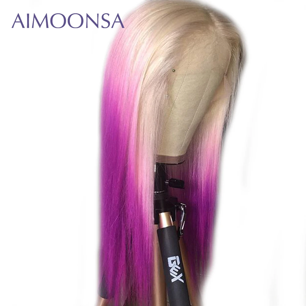 Средняя часть длинные прямые темно бордовый волосы парик фронта шнурка 2 тона