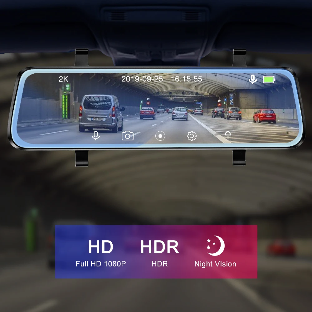 Зеркало заднего вида Bluavido 10 дюймов 2K с ночным видением двойная камера HiSilicon CPU