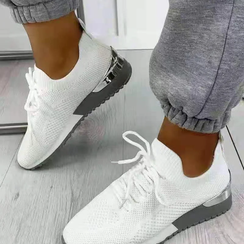 

Women Sneakers 2021 Spring New Outdoor Casual Sport Shoes Mesh Breathable Ladies Vulcanized Shoes Ladies Lace Up Walking Shoes