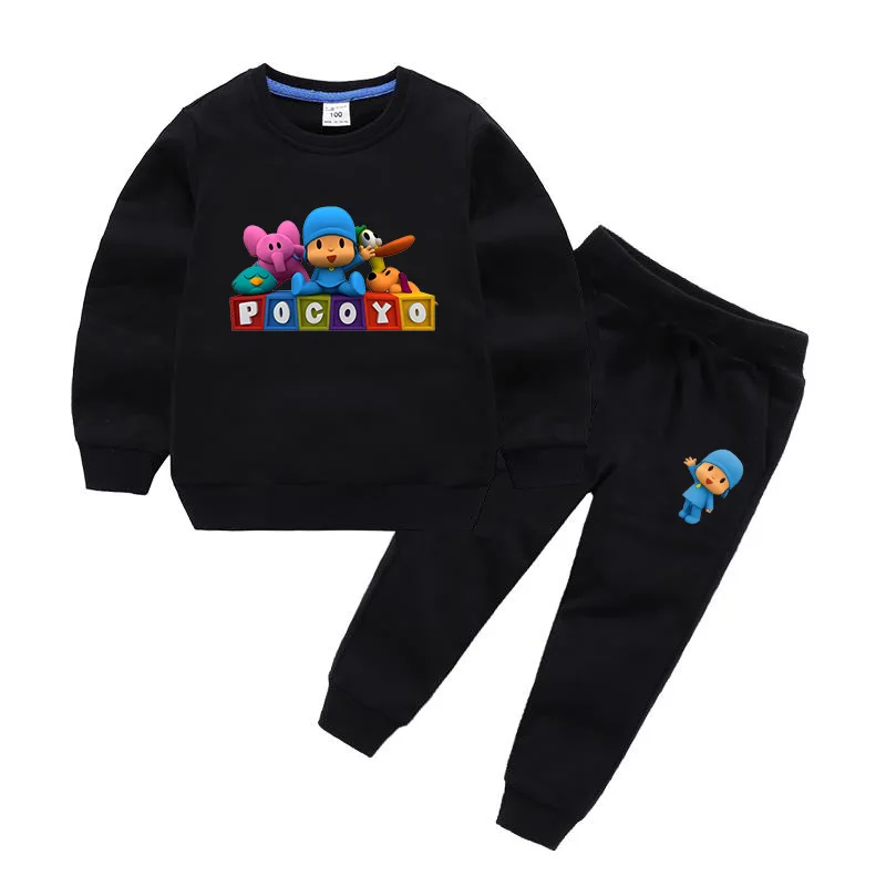 

2020 Fall Baby Boys Set 2Pcs Children Outfit Toddler Fashion Kids Girl Clothes Sportswear Cotton Tracksuti Pocoyo Sweatshirts