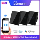 Itead Sonoff T3, ЕС, черный, Wifi, умный сенсорный выключатель, 433 МГц, Радиочастотный пульт дистанционного управления, расписание с помощью eWeLink, работает с Alexa Google Home