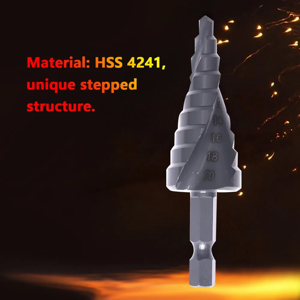 1 шт. HSS 4-12 мм 4-20 мм 4-32 мм шестигранный хвостовик азотирование черная спиральная рифленая ступенчатая сверла Кобальт комплект металлическое отверстие резак электроинструменты