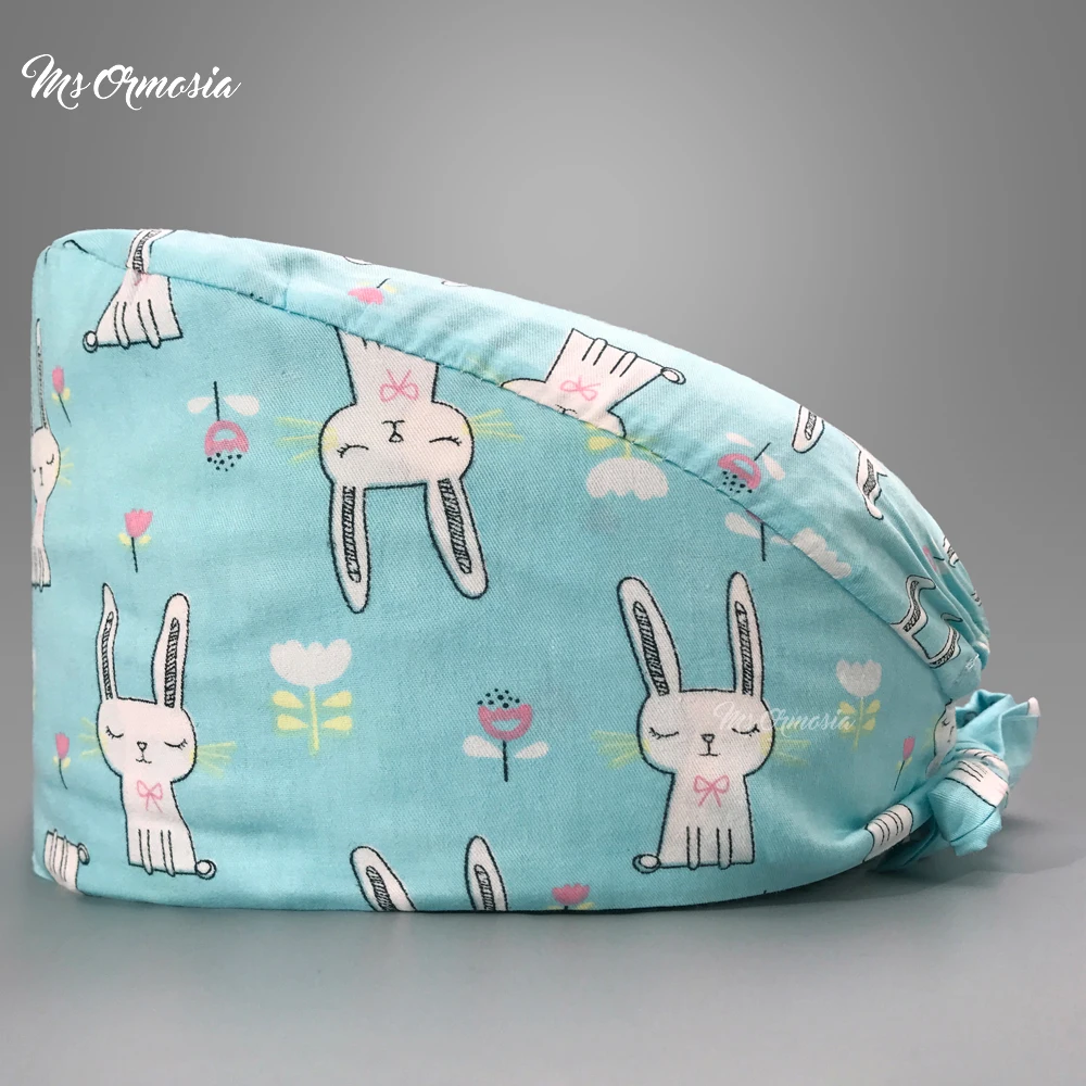 

Fashion soft cartoon printing doctor operating room work cap beauty salon scrub nursing cap dentist clinic cotton nurse cap new