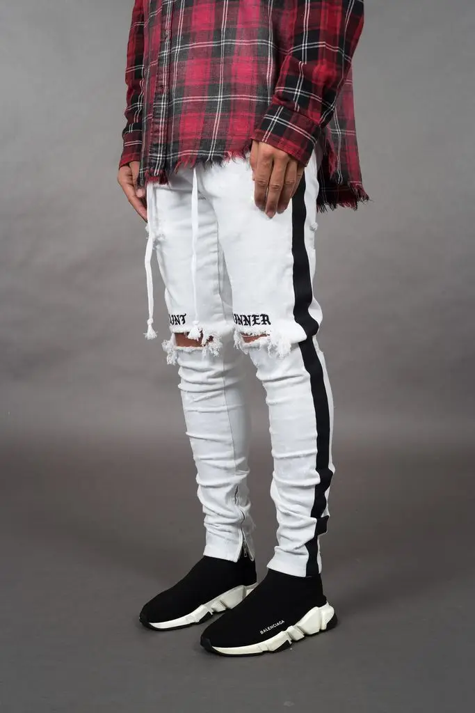 Стильные Стрейчевые рваные джинсы для мужчин 2020 брендовые новые мужские с