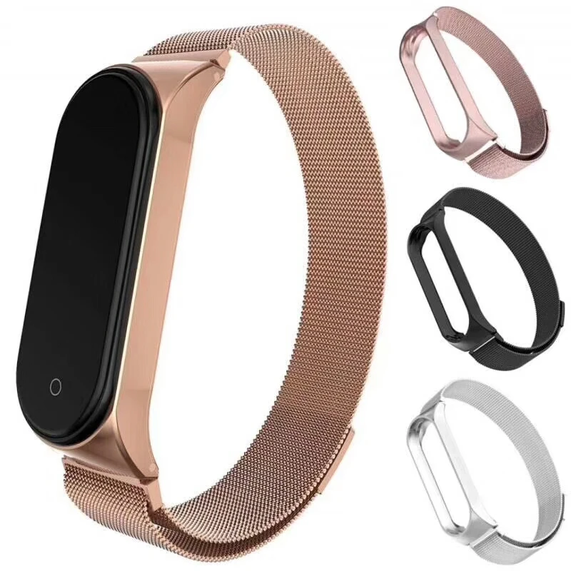 Магнитная Миланская петля для Xiaomi Mi Band 5 4 3 регулируемый браслет из нержавеющей