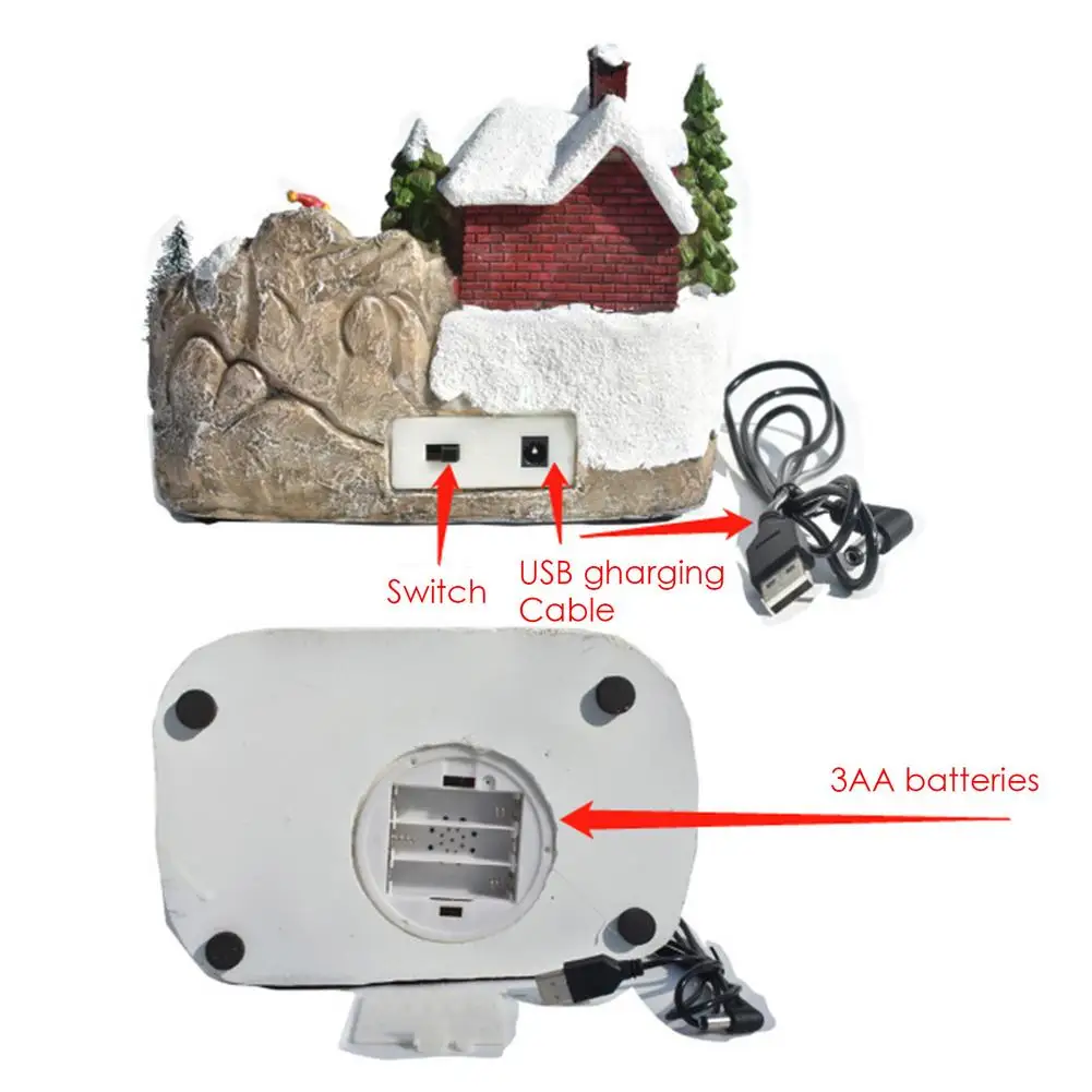 

Christmas Decoration Luminous Music LED Light European Style House Village Collection Building With Santa Claus/Snowman For Home